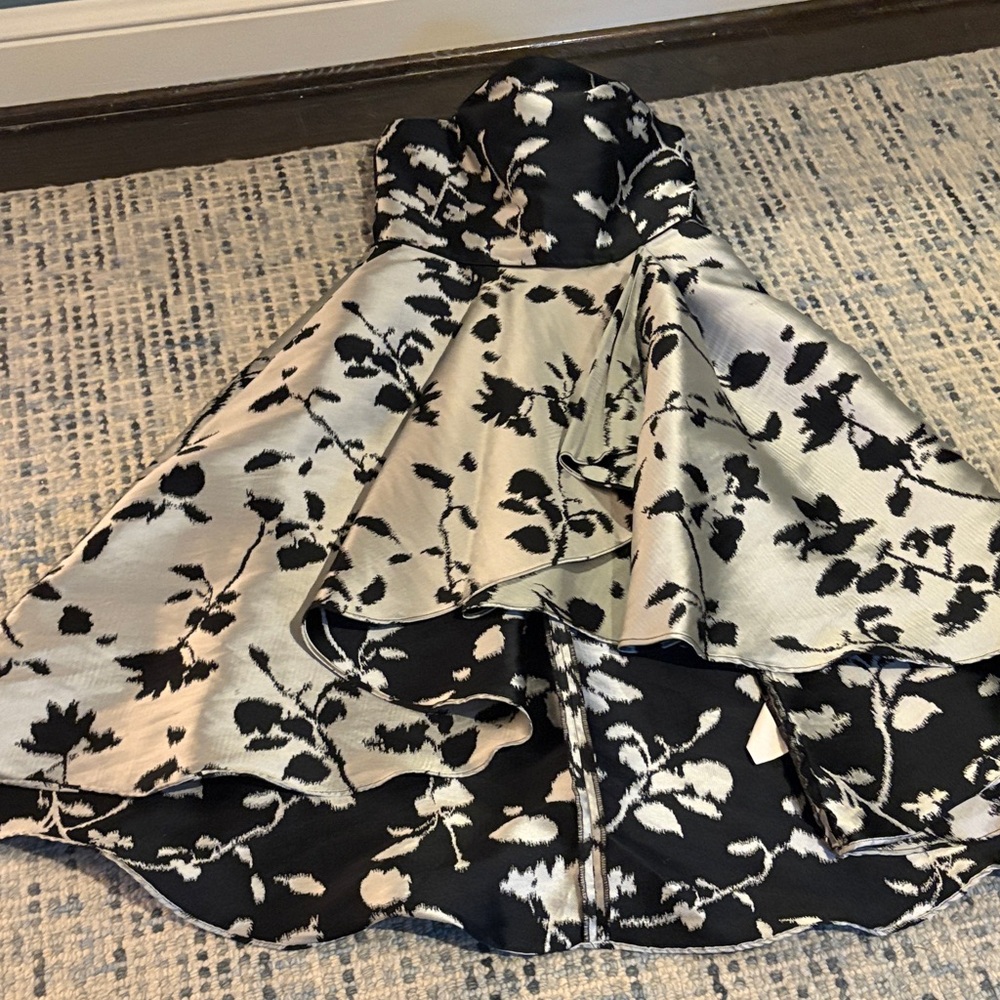 Shoshanna Black and Silver hi low Floral Dress